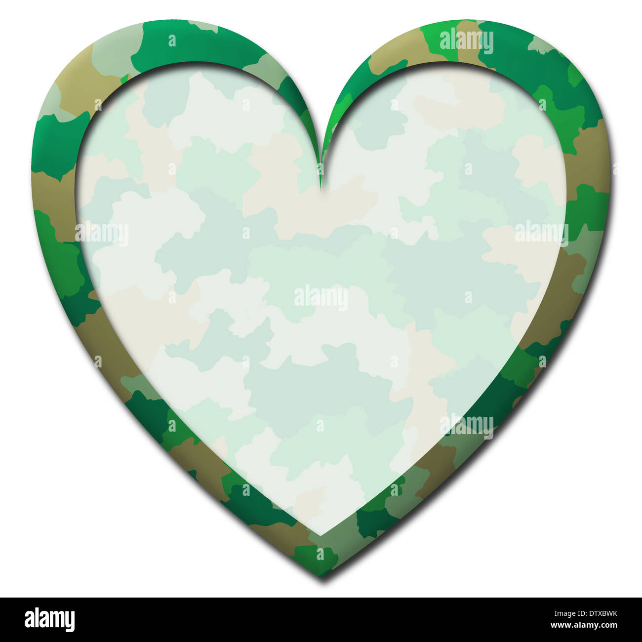 Verde militare di mimetizzazione cuore Foto Stock