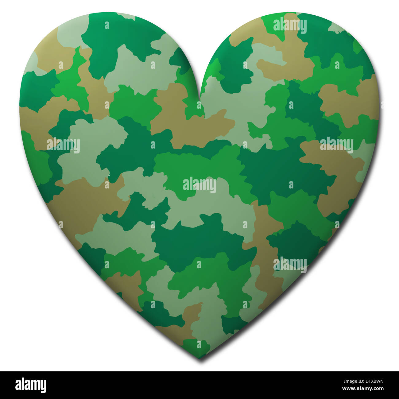 Verde militare di mimetizzazione cuore Foto Stock