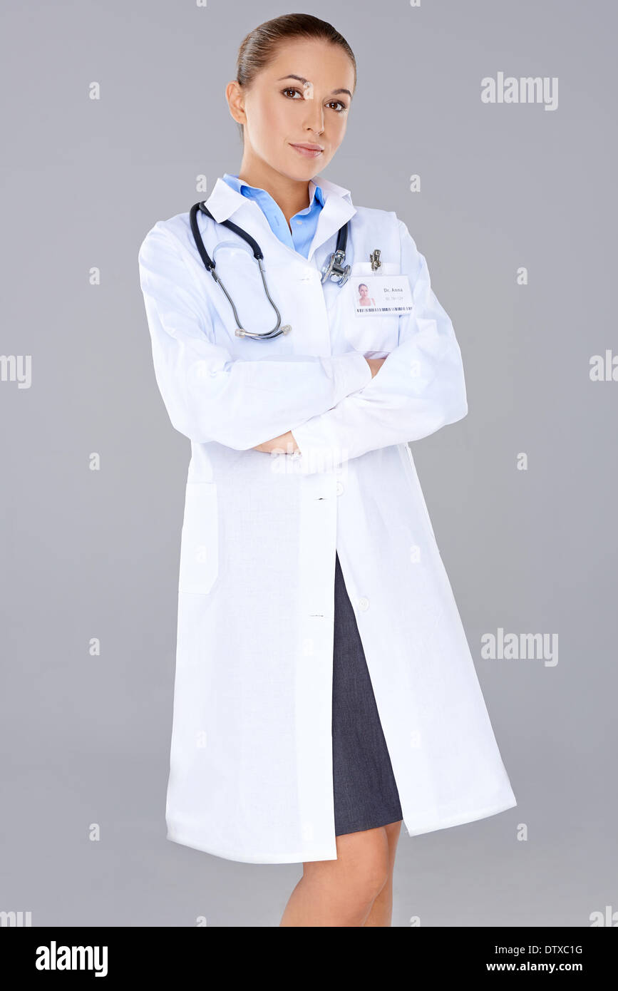 Bella donna fiducioso medico Foto Stock