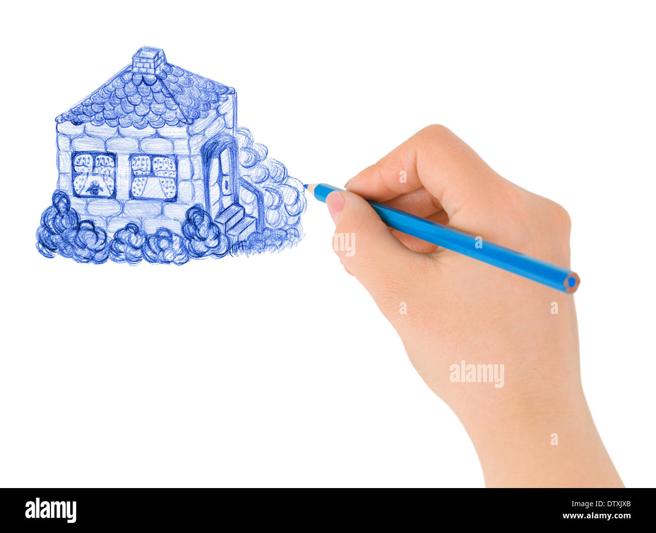 Disegno a mano house Foto Stock