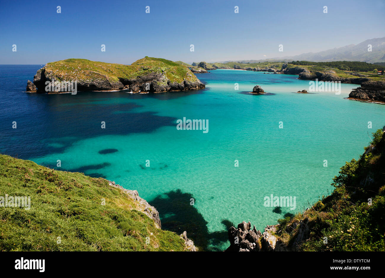 Costa rocciosa, Spagnolo costa atlantica, vicino a Llanes, Golfo di Biscaglia, Asturias, Spagna settentrionale, Spagna Foto Stock