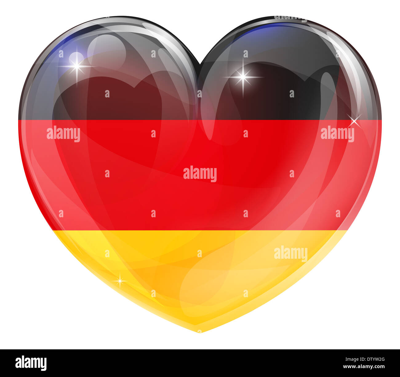 Bandiera della Germania amore cuore concetto con la bandiera tedesca in una forma di cuore Foto Stock