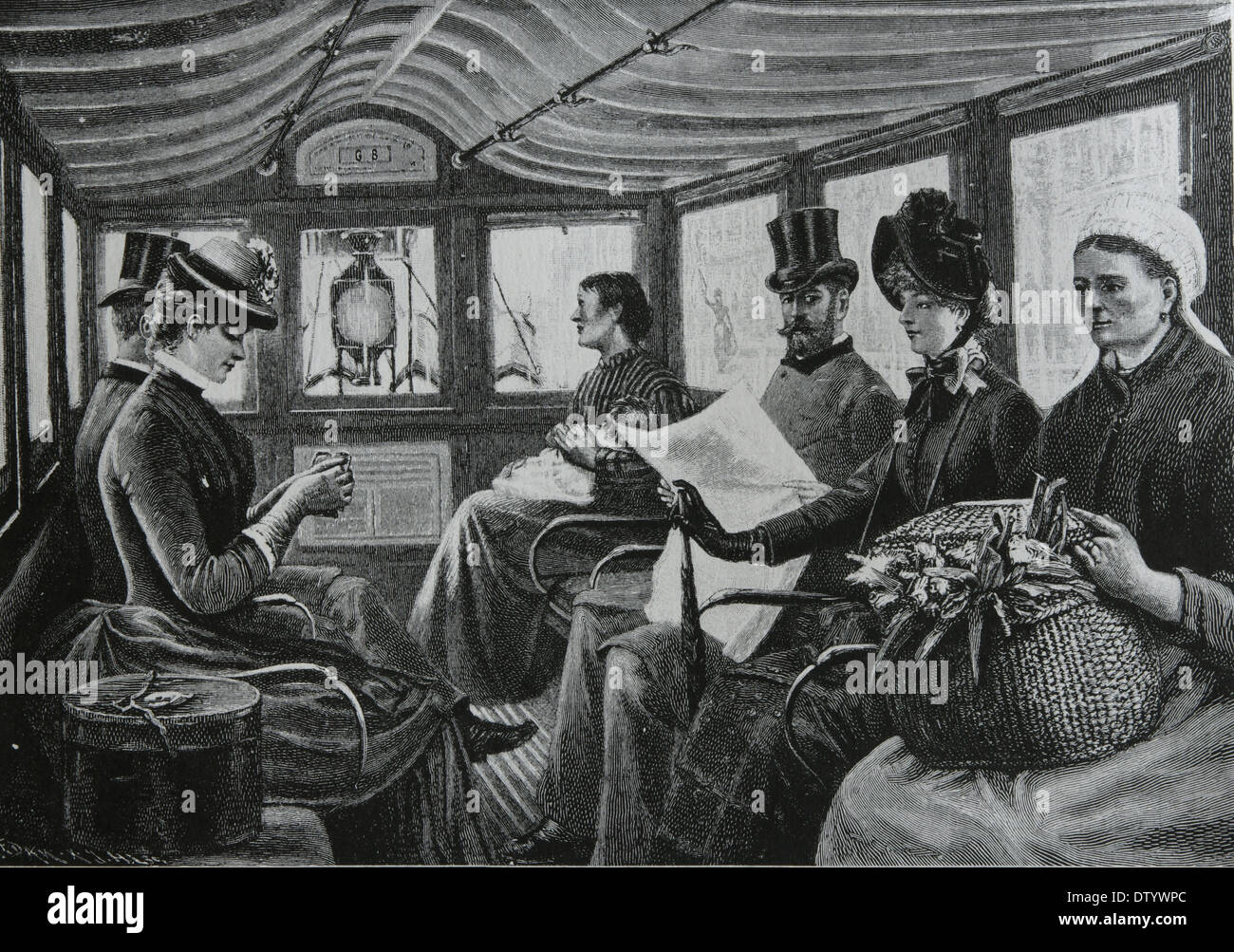 A cavallo il veicoli. Incisione. Xix secolo. Foto Stock