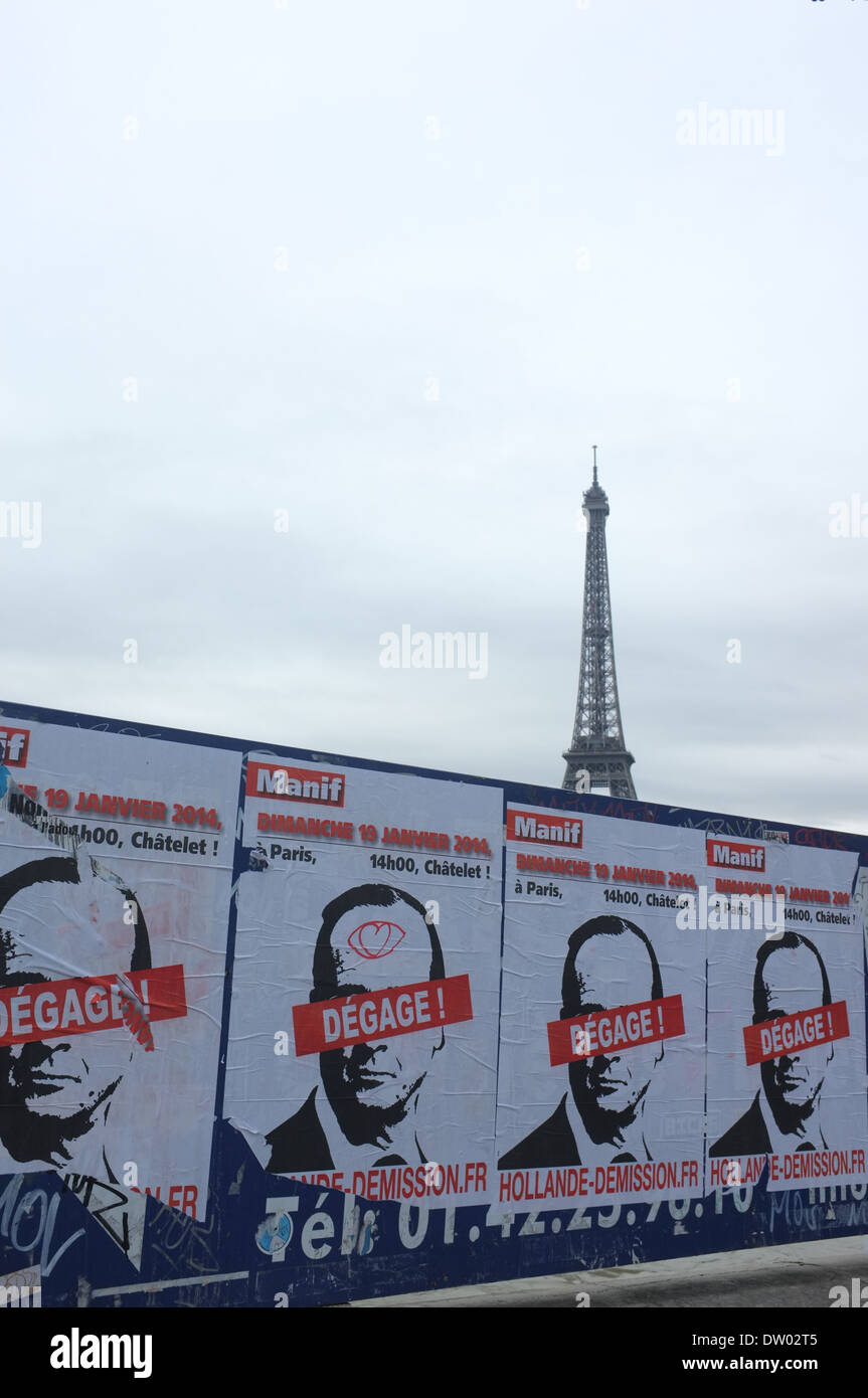 Hollande Dégage, Torre Eiffel, Paris, Francia, Tour Eiffel Foto Stock