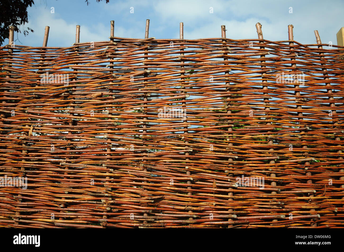 Recinzione fatta di willow-rami Foto Stock