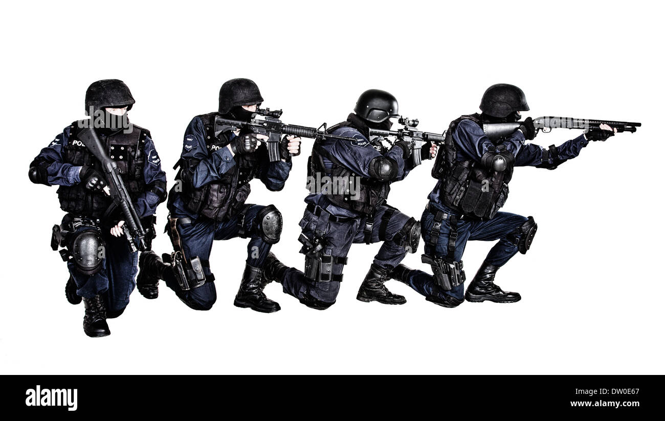 SWAT team in azione Foto Stock