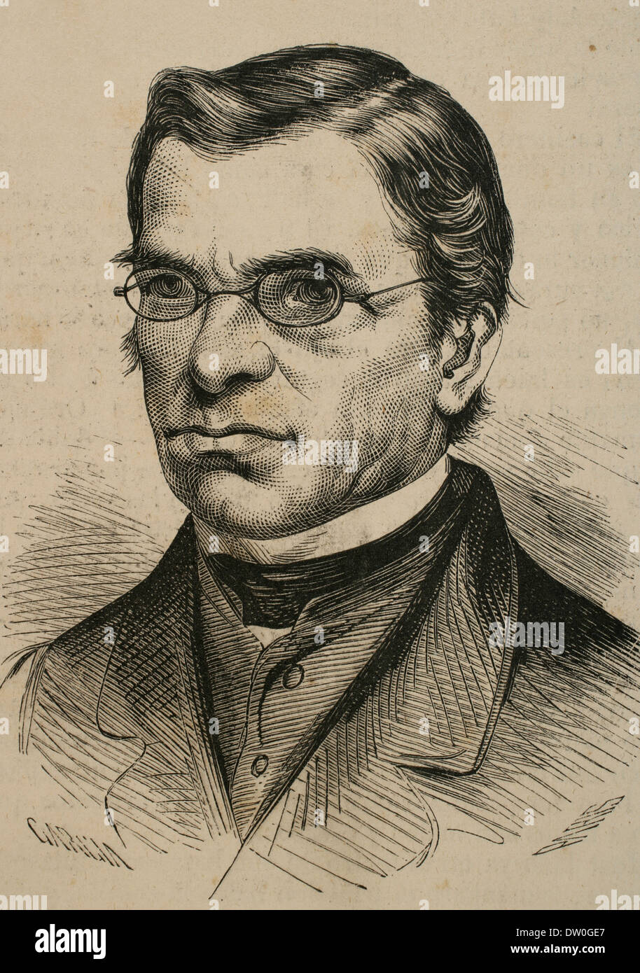 Emile Littre (1801-1881). Lessicografo francese e filosofo. Noto per il suo Dictionnaire de la langue francaise. Incisione. Foto Stock