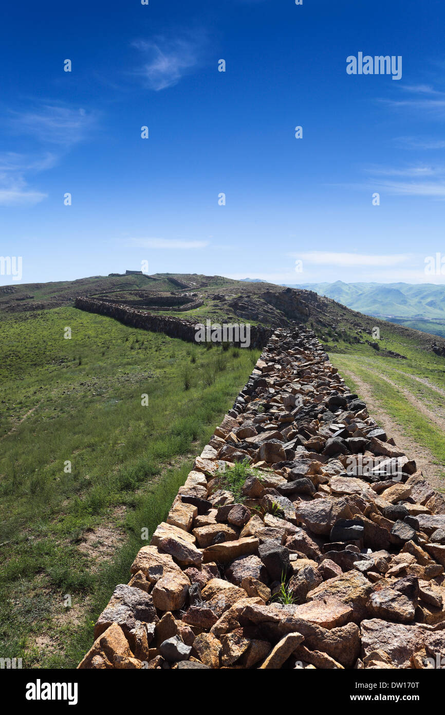 Grande muraglia resti in Mongolia interna Foto Stock