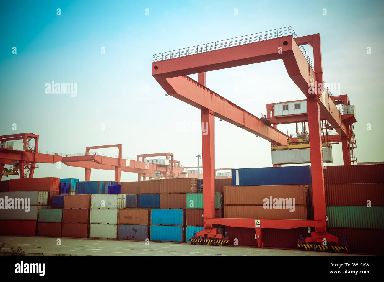 Contenitore cantiere intermodale Foto Stock
