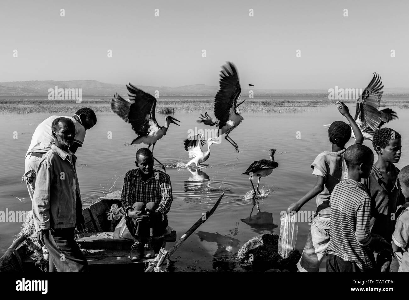 Il mercato del pesce di lago, Hawassa, Hawassa, Etiopia Foto Stock