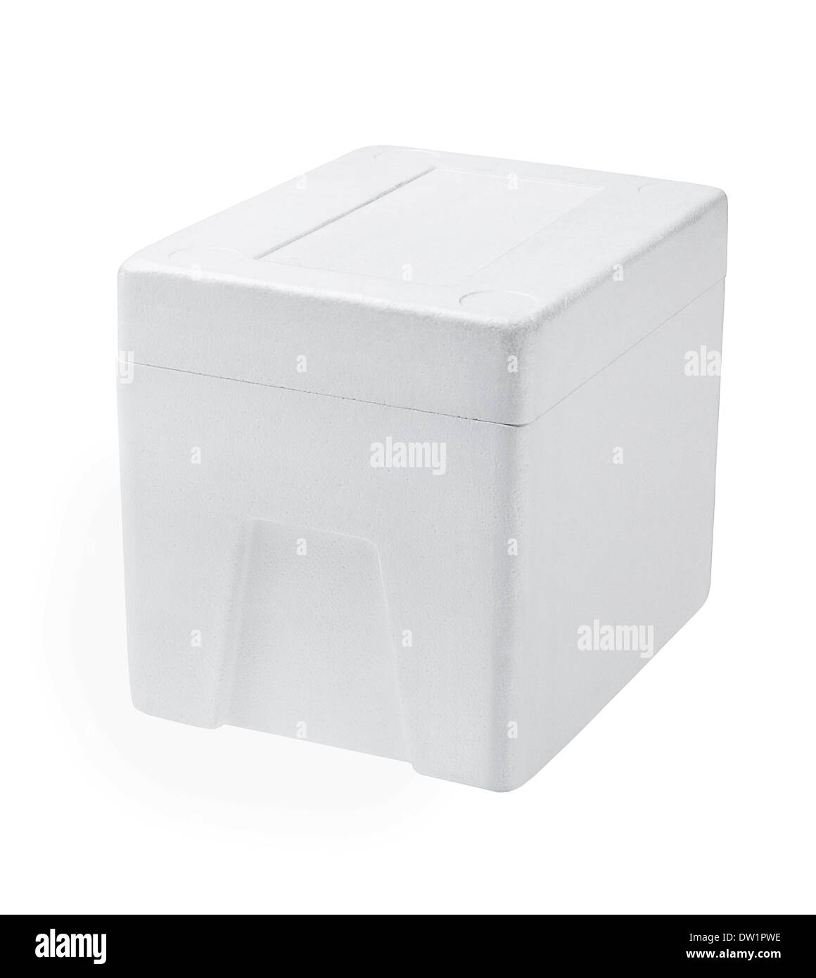 Chiuso Styrofoam casella su sfondo bianco Foto Stock