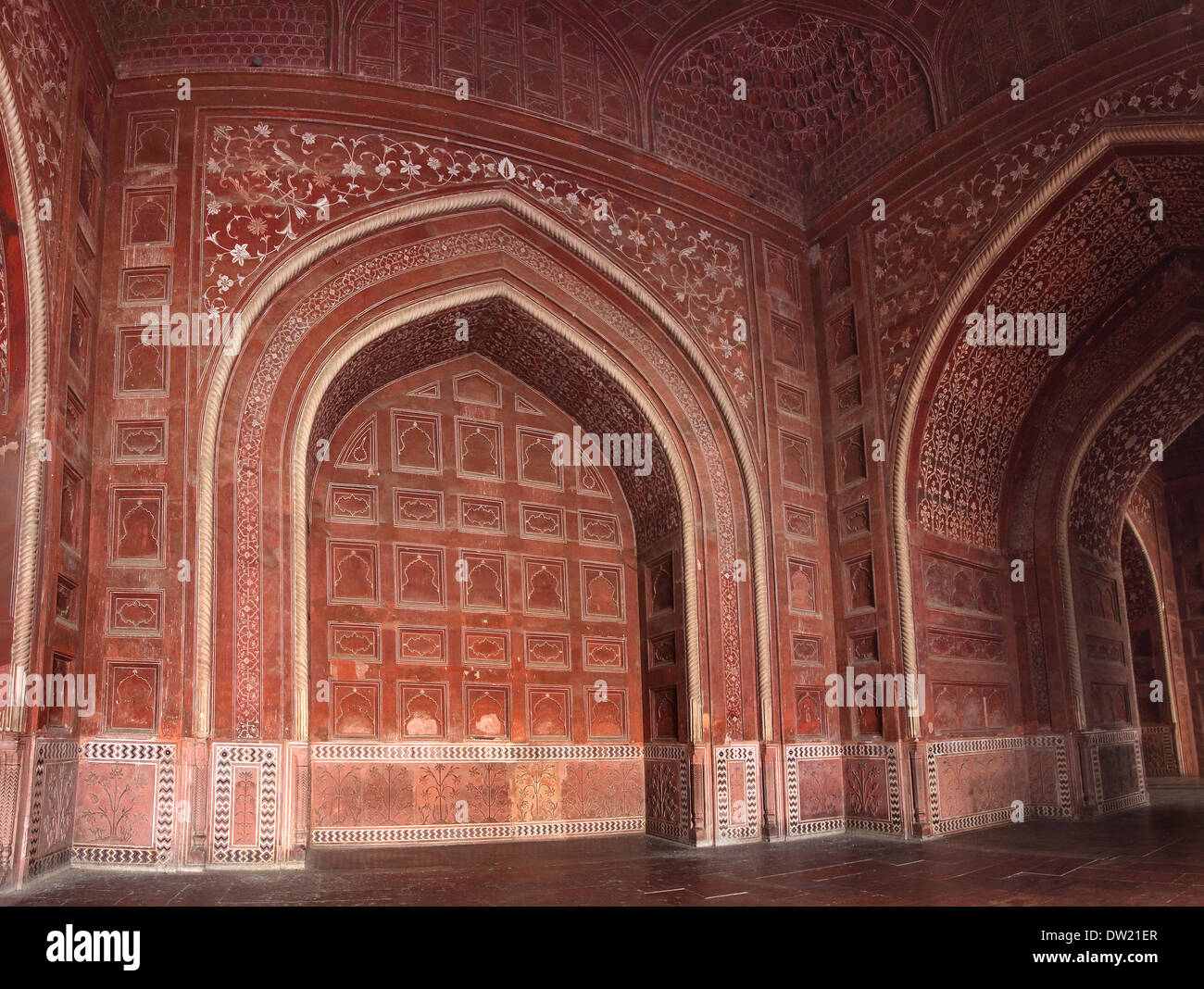 Le pareti dell'edificio in Taj Mahal mausoleo Foto Stock