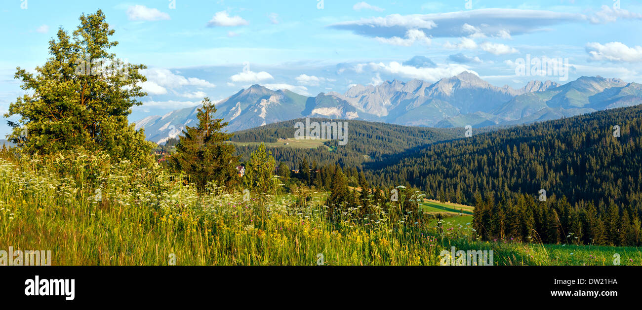Estate in montagna paese sera panorama Foto Stock
