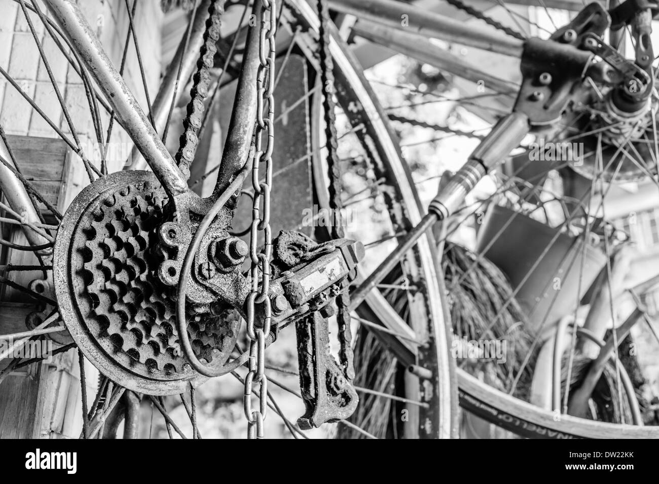 Chiudere parte della vecchia bicicletta Foto Stock