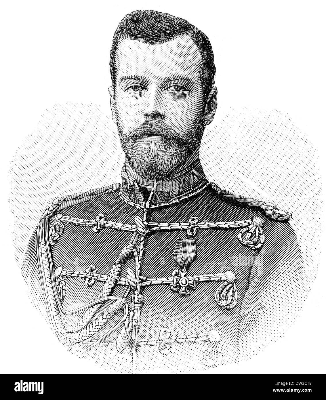 Nicholas II, o Nikolay Alexandrovich Romanov, 1868 - 1918, dinastia Romanov, l'ultimo imperatore e Zar di Russia Foto Stock