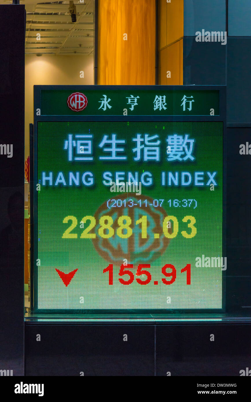 Hang Seng index display elettronici, hong kong Foto Stock