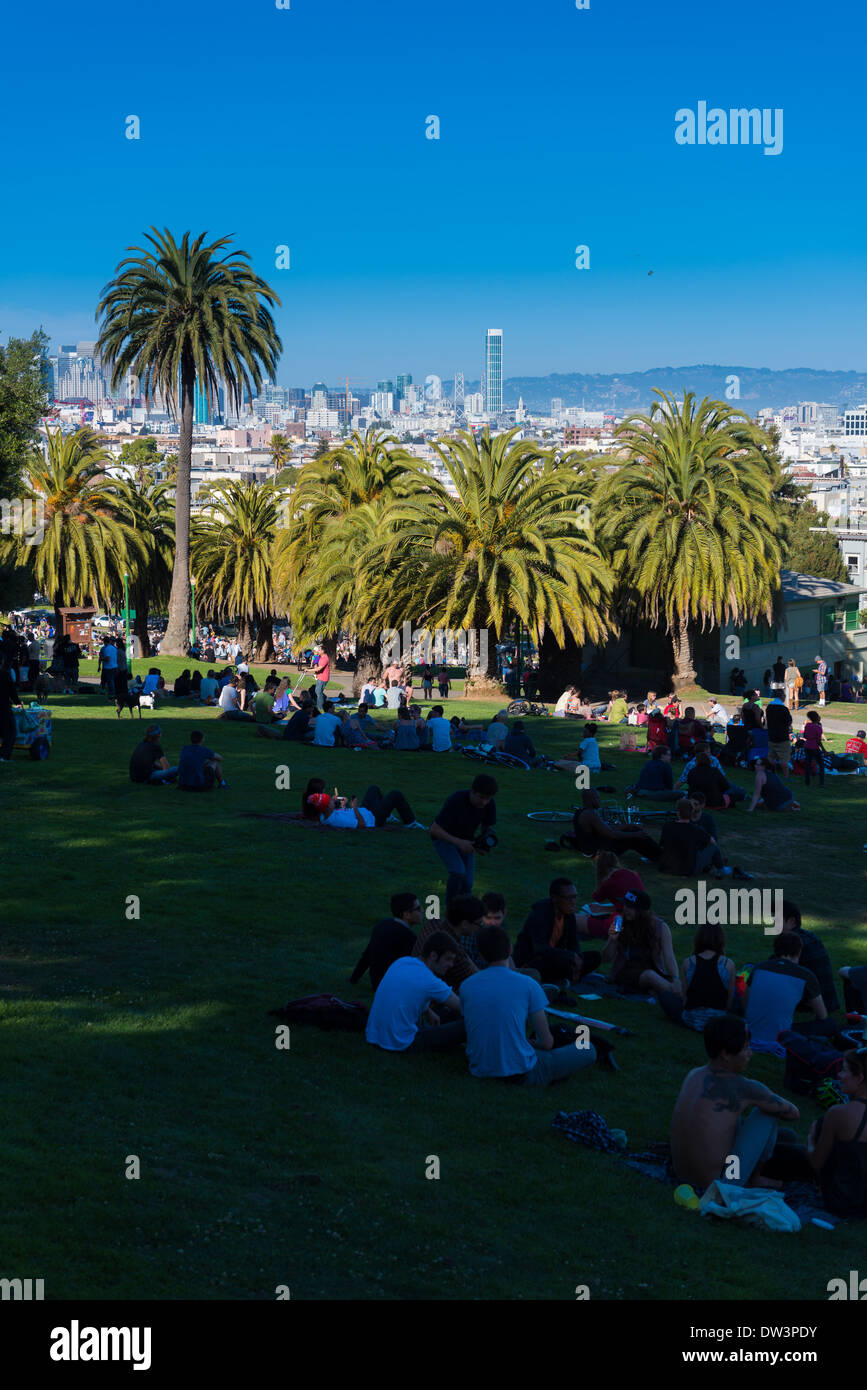 Mission Dolores Park, San Francisco Foto Stock