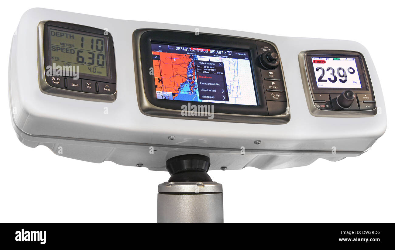 Il radar e navigazione GPS per navi e yacht Foto Stock