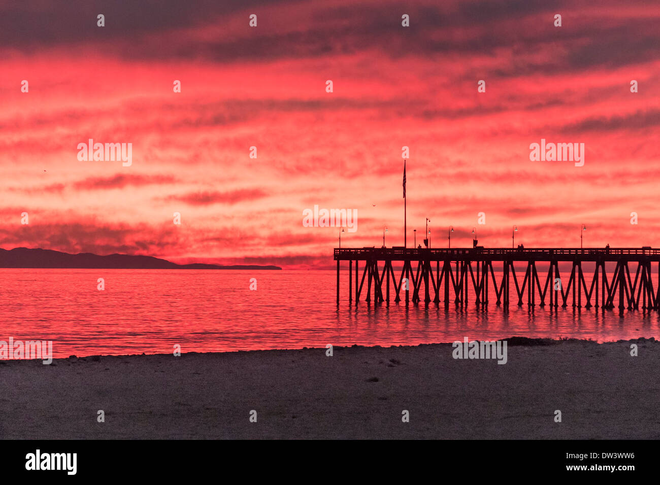 Gli Stati Uniti, California, Ventura, pier, tramonto Foto Stock