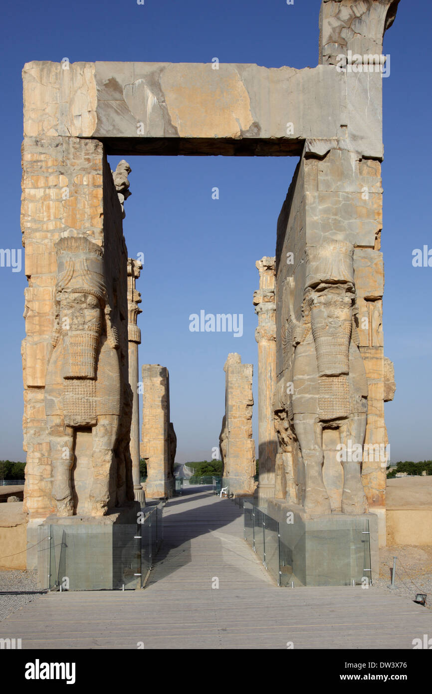 Il Xerxes Gate, aka Gate di tutte le nazioni, Persepolis, Iran Foto Stock