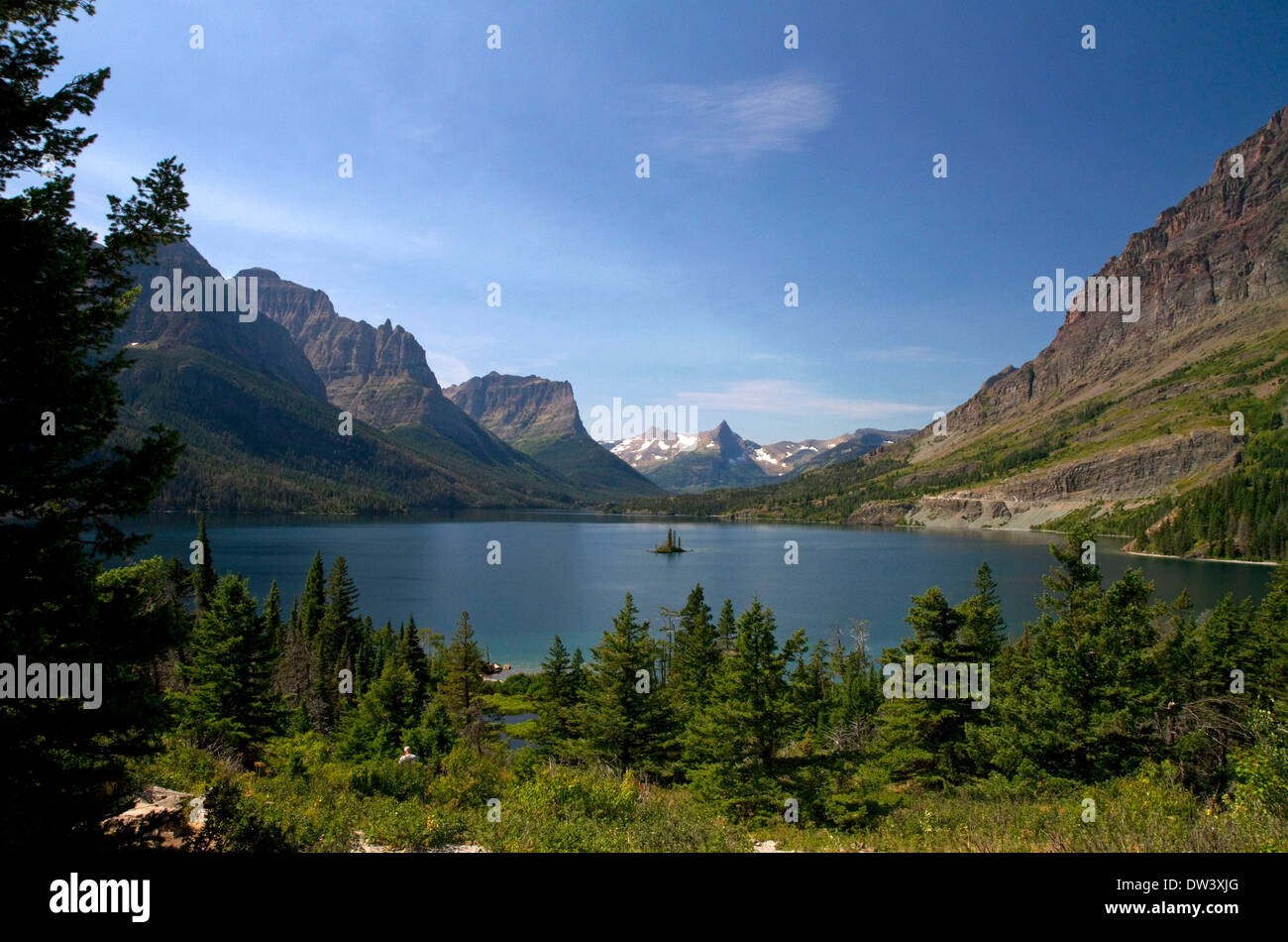Santa Maria lago nel Parco Nazionale di Glacier, Montana, USA. Foto Stock