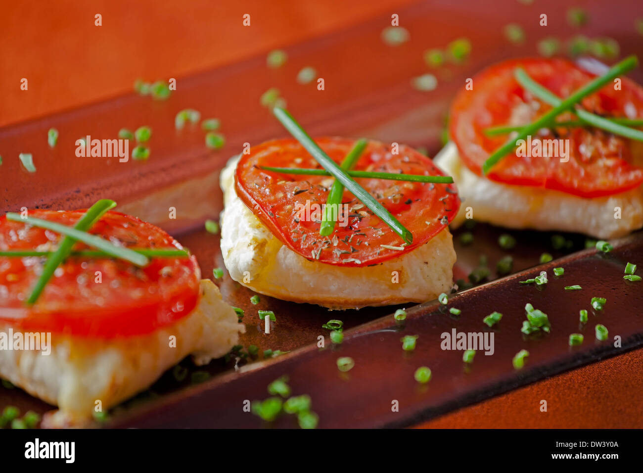 Sfoglia di pasta e pomodoro grigliate Foto Stock