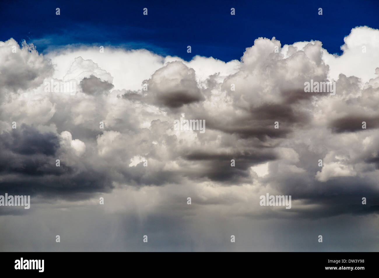 Wispy nuvole bianche nei confronti di un blu limpido azzurro cielo Colorado Foto Stock