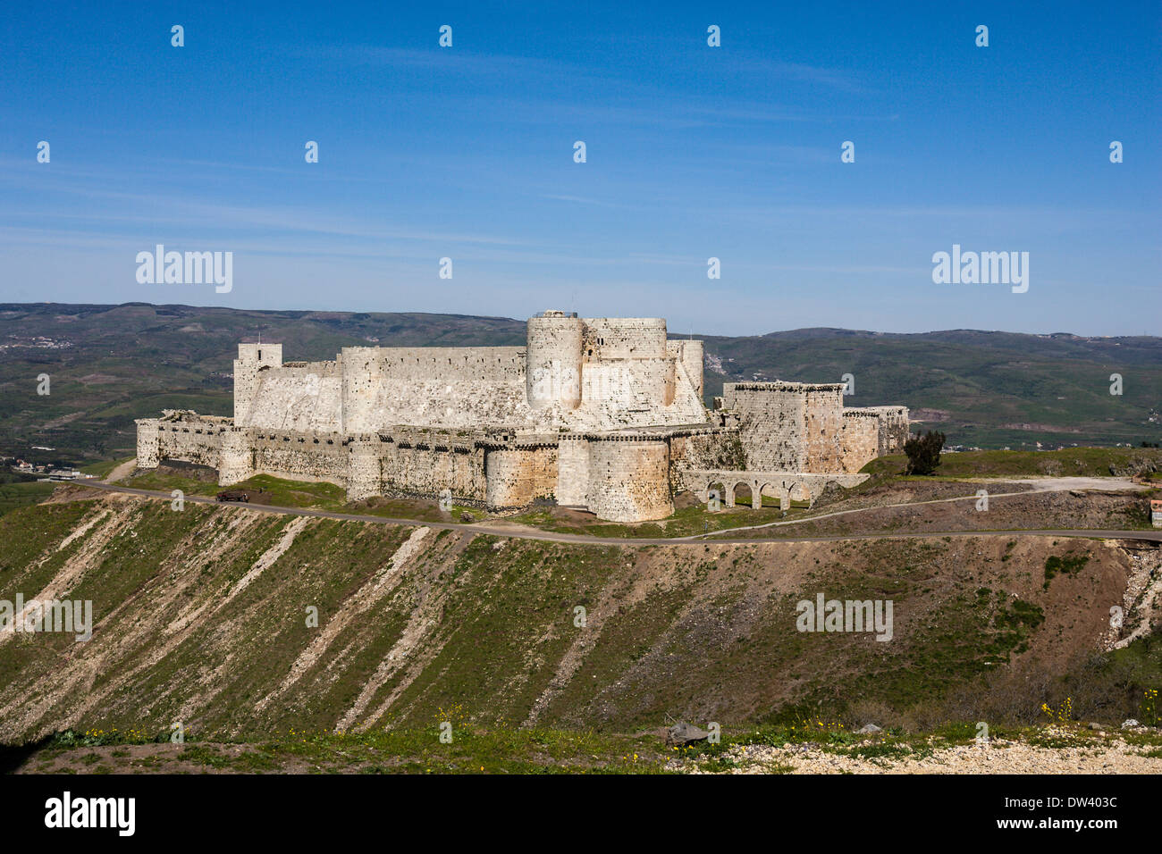 Krak des Chevaliers,anche Krak dei Cavalieri, è un castello dei Crociati in Talkalakh, Siria. Foto Stock