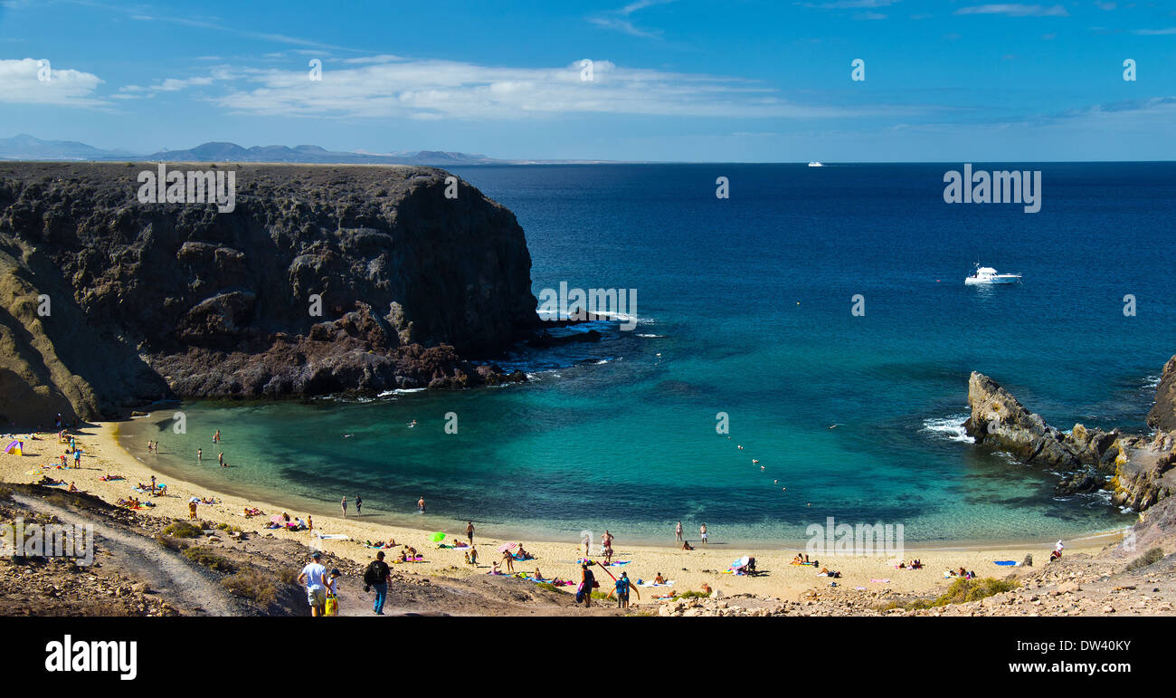 Spiaggia Papagayo, Lanzarote, Isole Canarie, Spagna, Oceano Atlantico, Europa Foto Stock