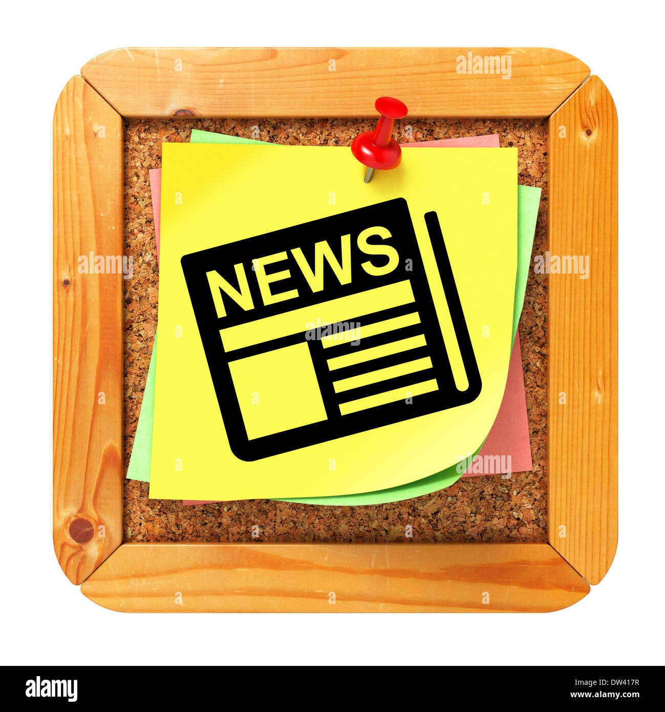 News Concept - adesivo giallo sulla Bacheca. Foto Stock