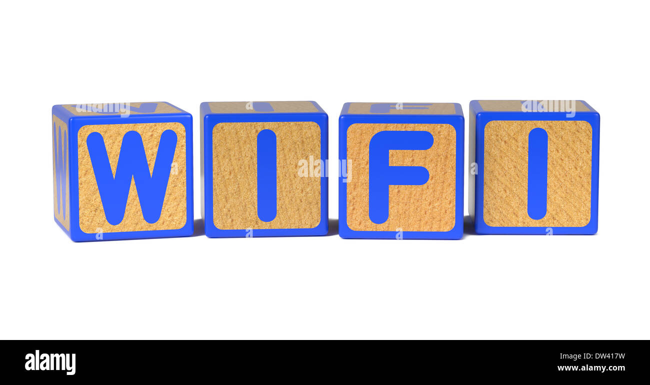 WiFi - colorati alfabeto per bambini blocchi. Foto Stock
