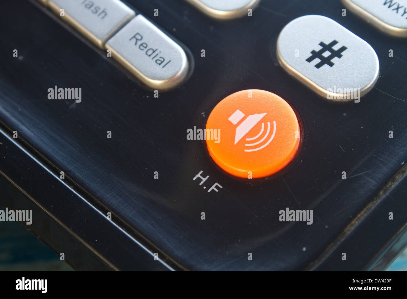 Pulsante di chiamata su un telefono cordless Foto Stock