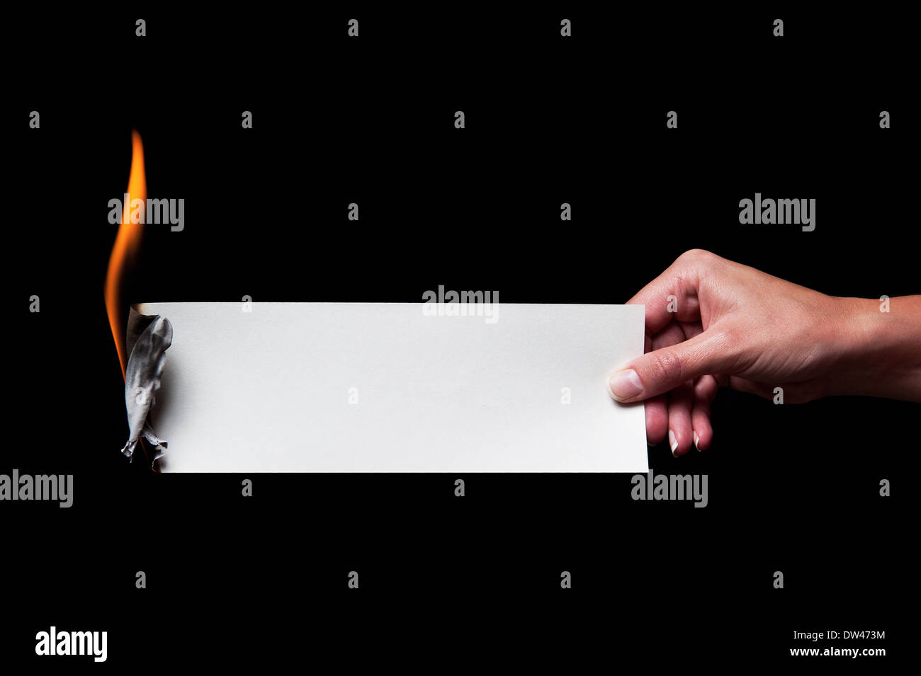 Donna di mano che tiene una carta di masterizzazione - immettere propria didascalia. Foto Stock