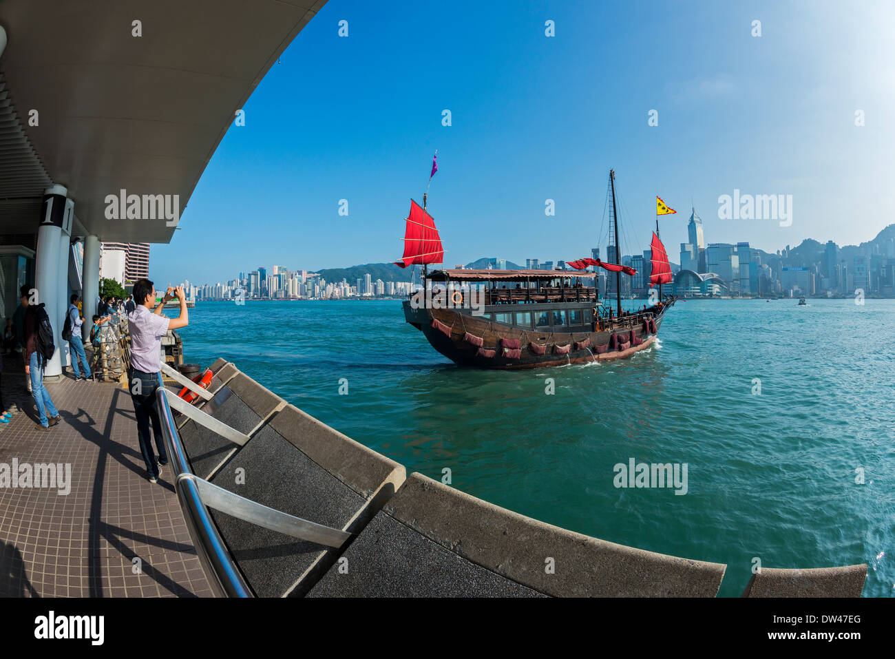 Giunca Cinese Tour in Barca, del porto di Victoria e di Hong Kong Foto Stock