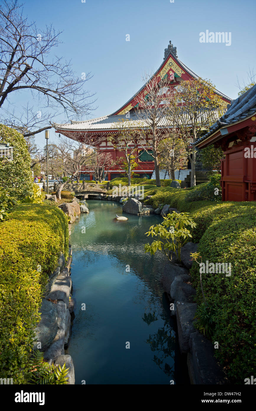 Il Tempio di Senso-ji giardini, Tokyo, Giappone Foto Stock