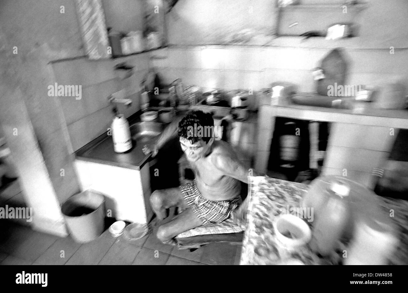 Nel 1981 ha avuto la sua prima gamba amputata. Dieci anni più tardi il suo secondo uno. Egli è stato il capitano della pulizia di strade di pista Foto Stock