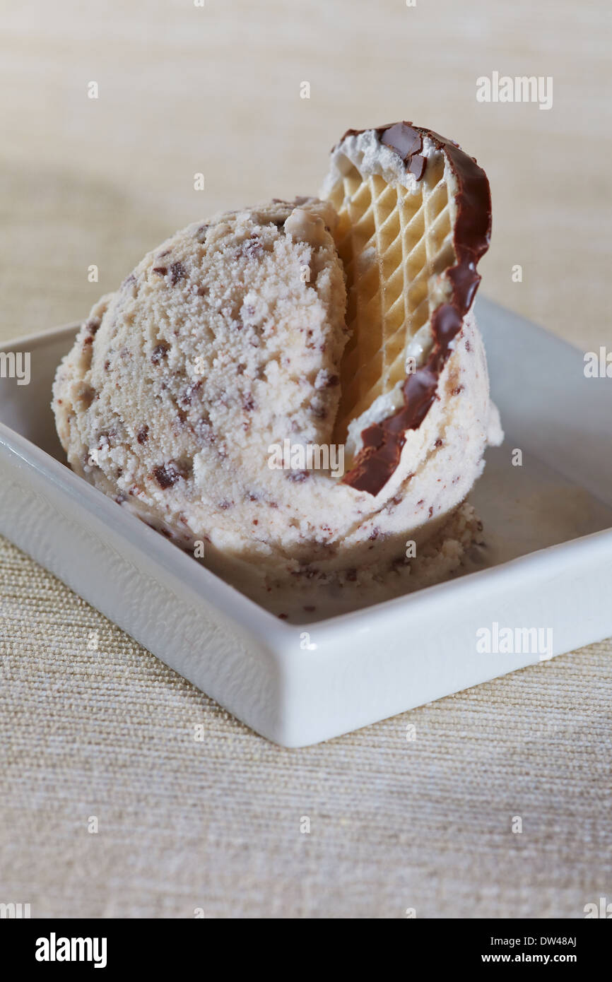 Un cucchiaio di cioccolato artigianale marshmellow gelato in una ciotola Foto Stock