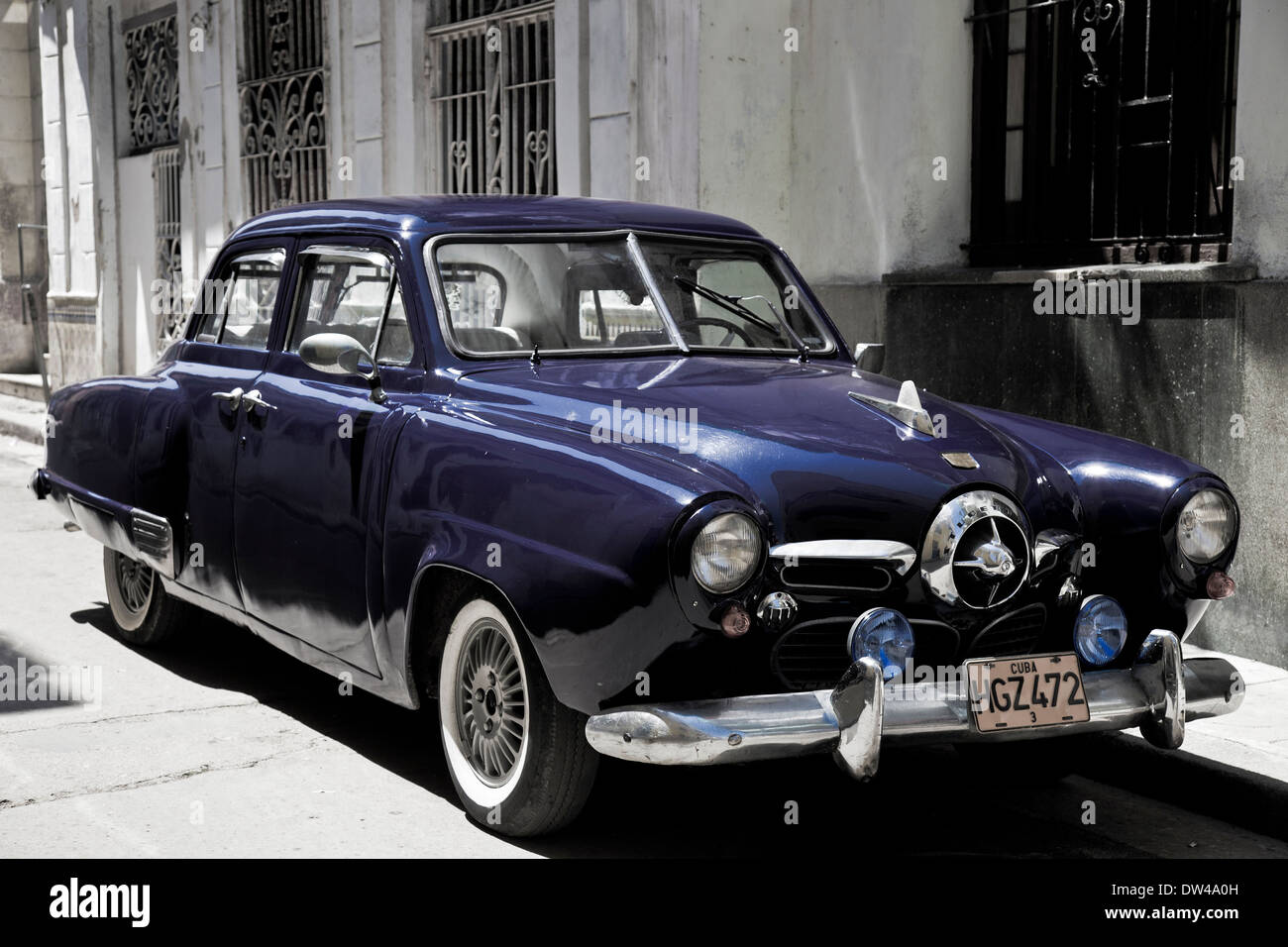Classic American Automobile in Havana Street Cuba Foto Stock