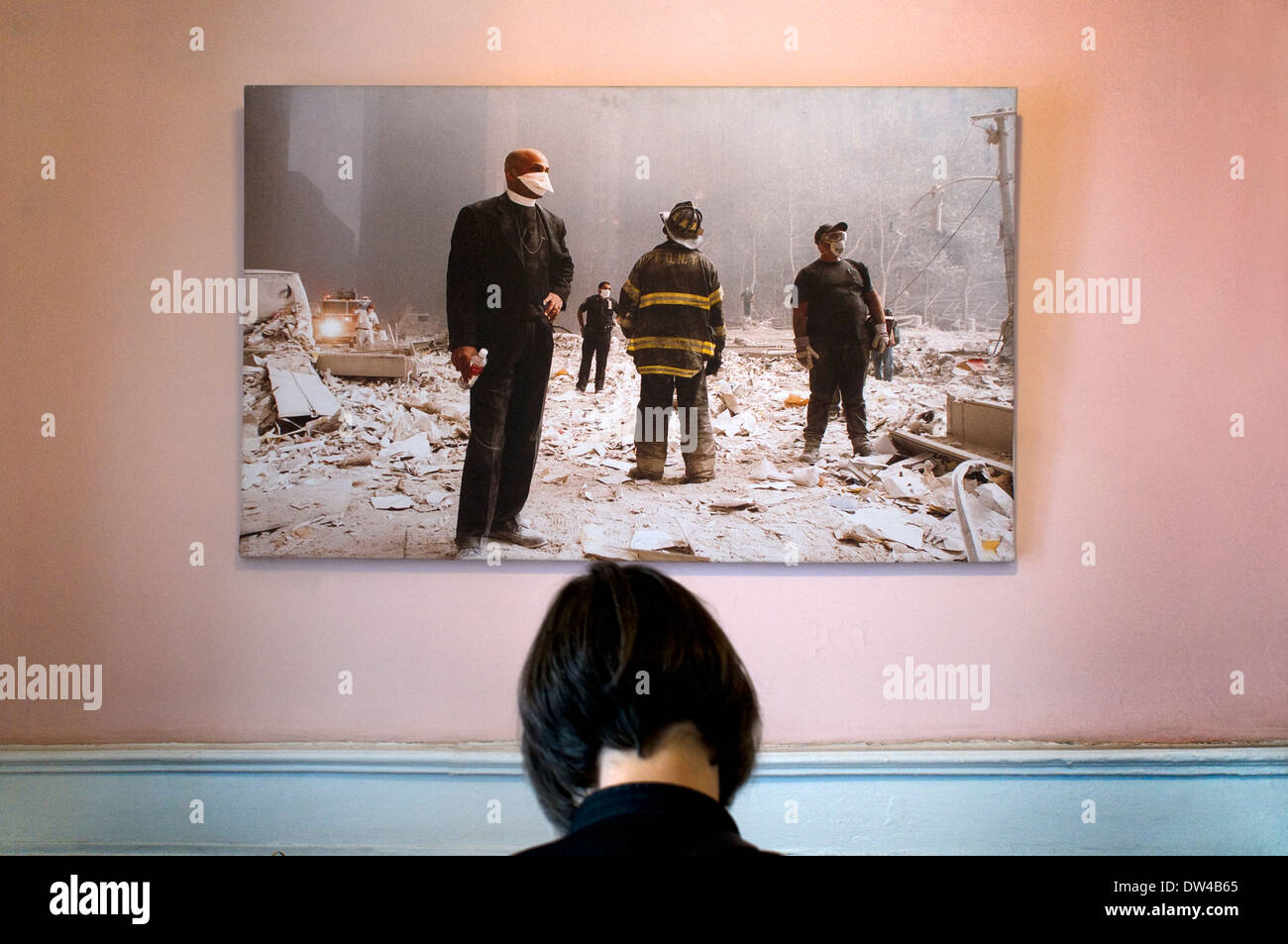 9 11 Memorial all'interno di ST PAULS CAPPELLA NEW YORK CITY. Immagini che ricordano avvenuto nell'attentato dell'11 settembre, 2001 Foto Stock
