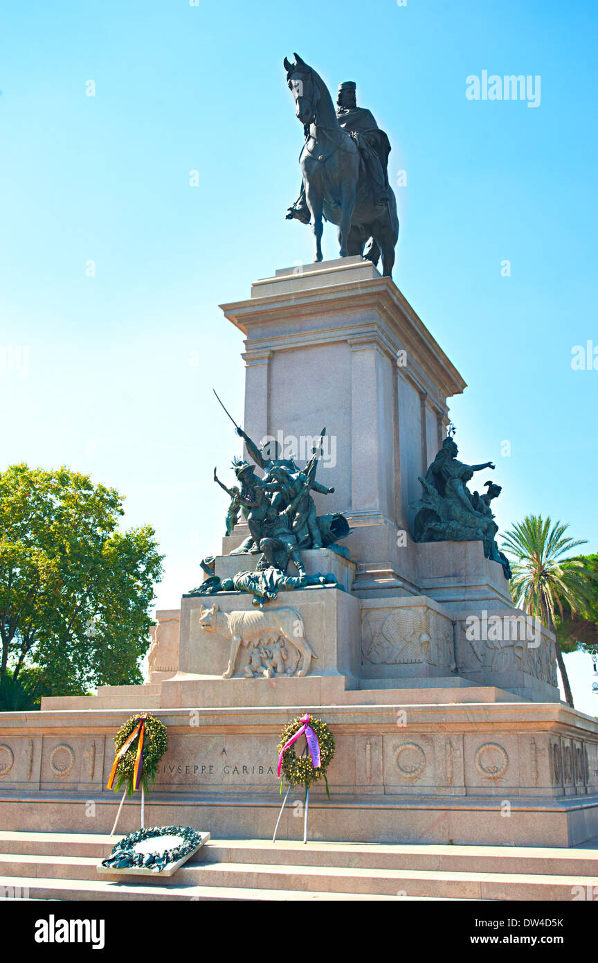 Statua di Giuseppe Garibaldi, Gianicolo, Roma, Italia Foto Stock