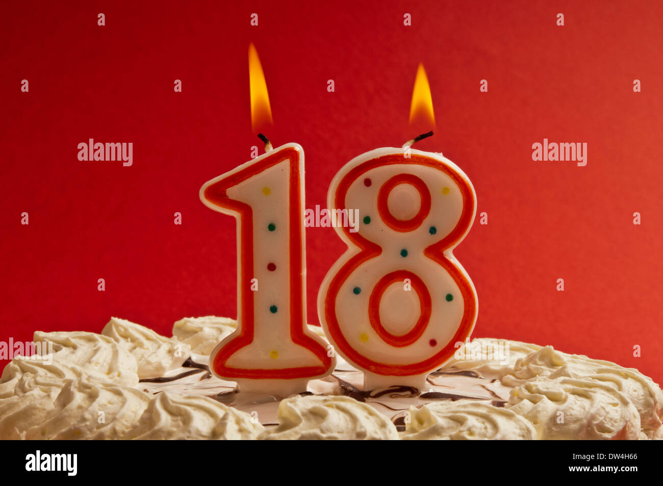 18 anni di torta di compleanno Foto Stock