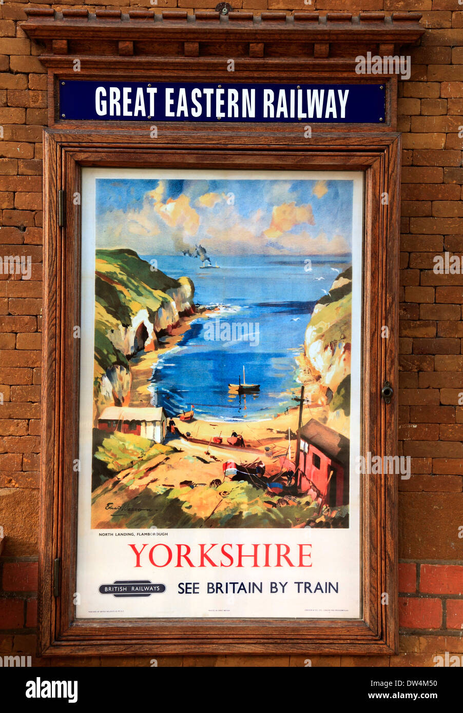 British Railways poster pubblicitario, 1948, Stazione Wolferton, artista vista di Flamborough, Great Eastern Railway, Norfolk Foto Stock