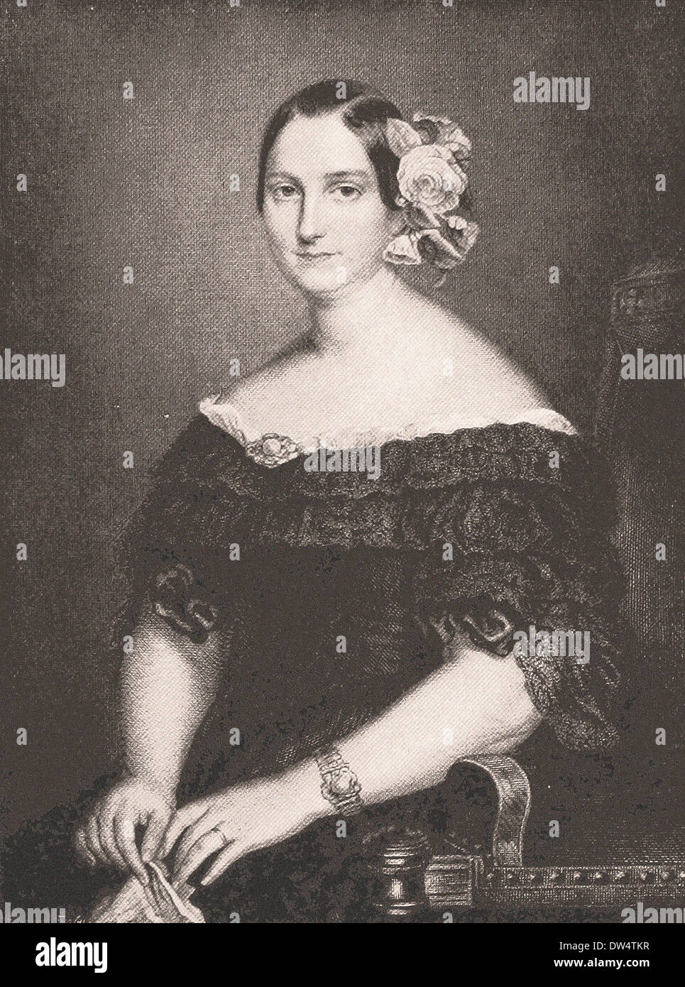 Ritratto della Regina Maria Cristina - American incisione XIX secolo Foto Stock
