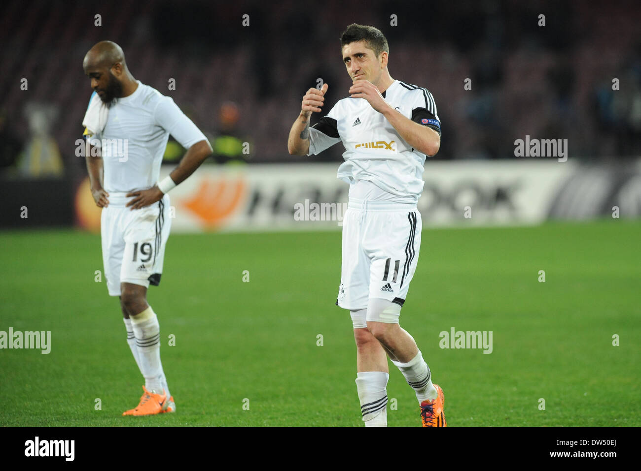 Pablo Hernandez durante la UEFA Europa League Round di 32 seconda gamba match tra SSC Napoli e Swansea City Calcio allo Stadio San Paolo il 27 febbraio 2014 a Napoli, Italia. (Foto di Franco Romano) Foto Stock