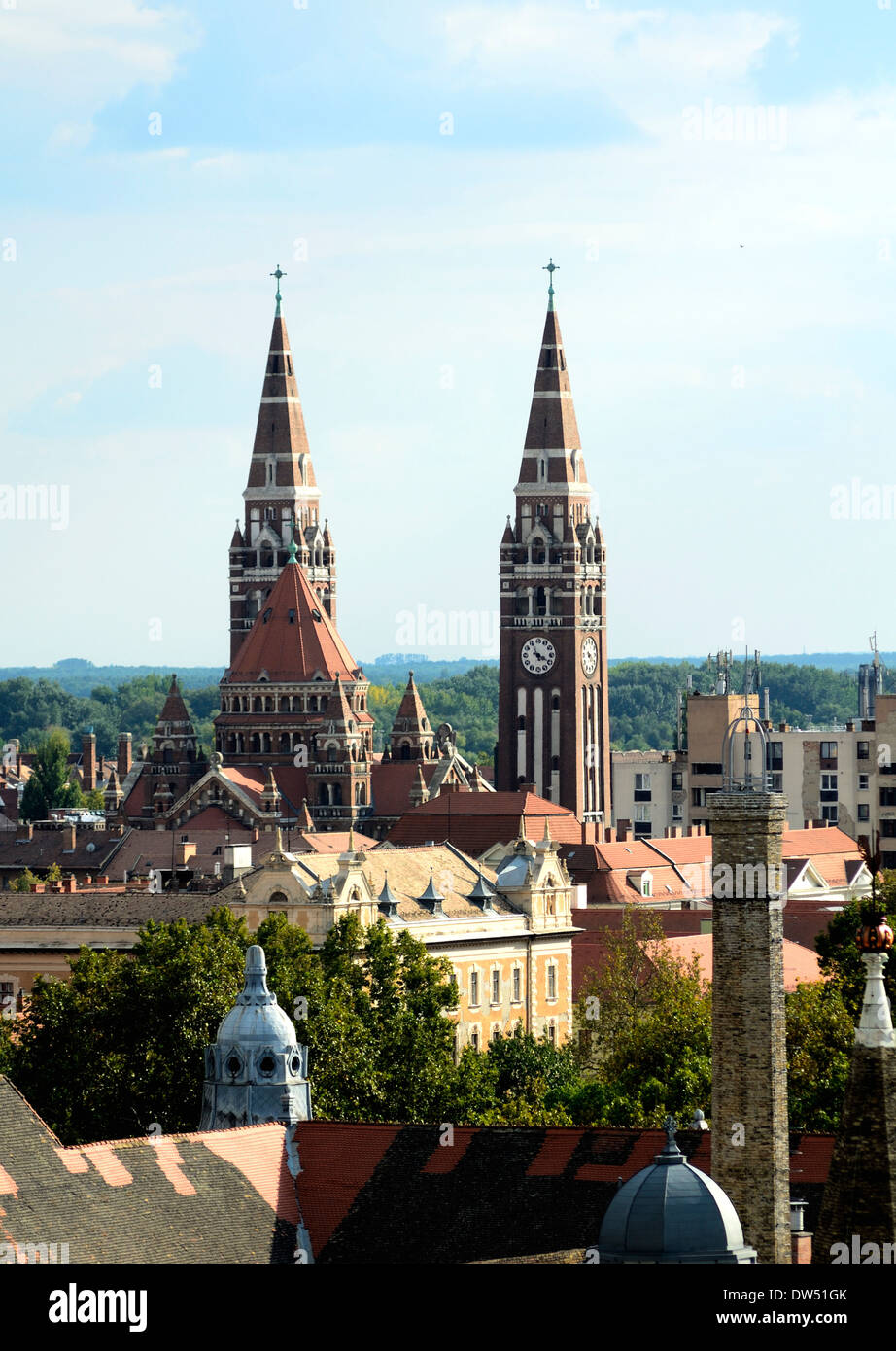 Vista dalla cima della torre di acqua su St Stephan square Szeged Ungheria Provincia di Csongrád Foto Stock