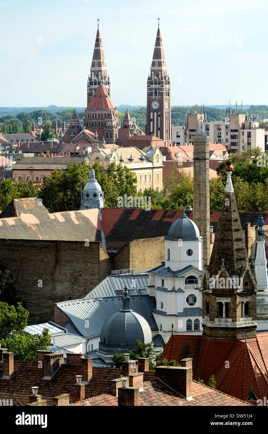 Vista dalla cima della torre di acqua su St Stephan square Szeged Ungheria Provincia di Csongrád Foto Stock