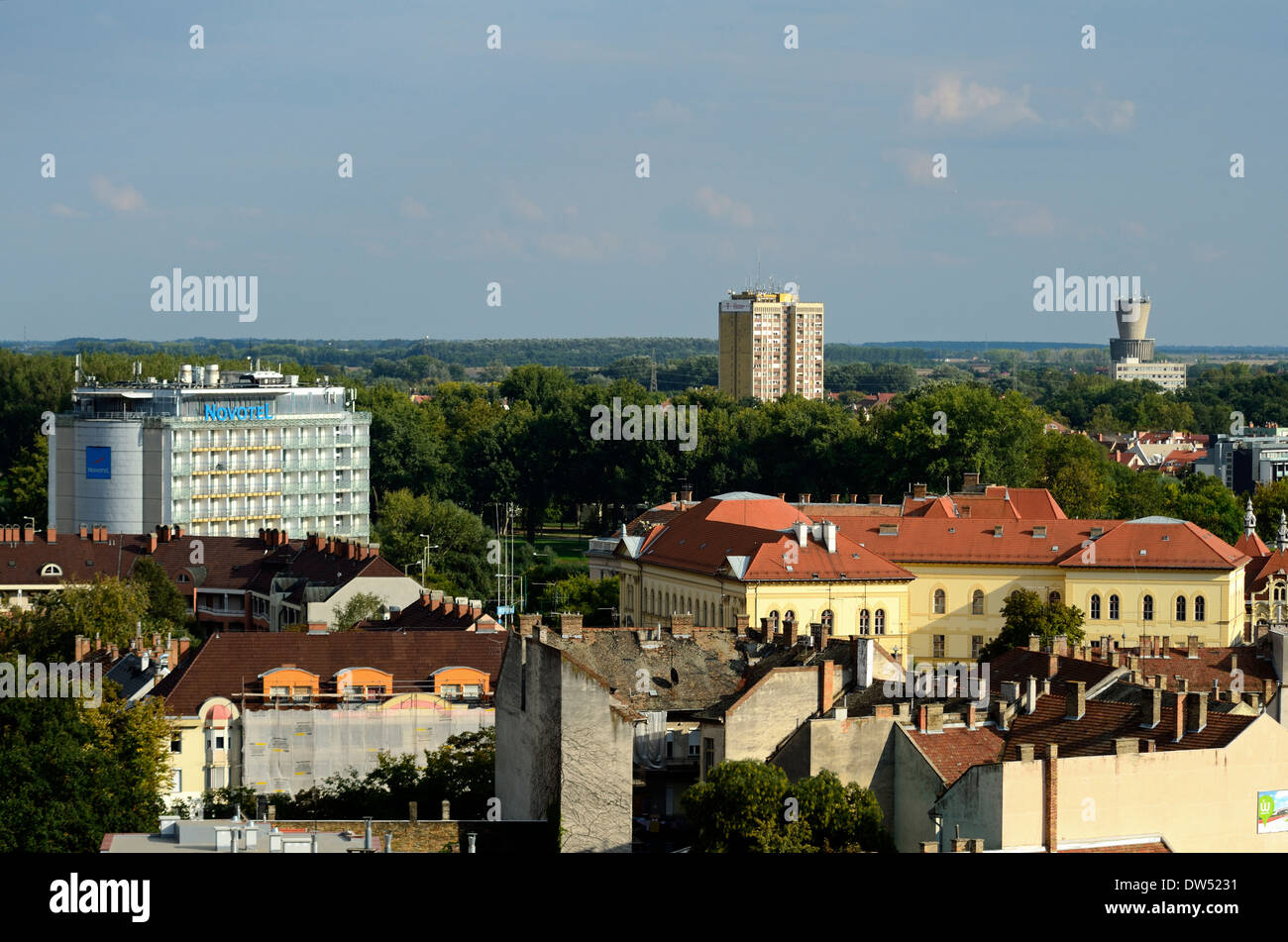 Vista dalla cima della torre di acqua su St Stephan square Szeged Ungheria Provincia di Csongrád Foto Stock