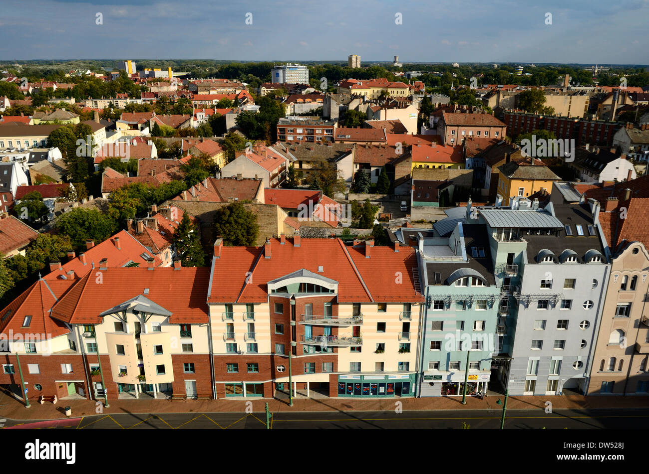 Vista dalla cima della torre di acqua su St Stephan square Szeged Ungheria Provincia di Csongrád Foto Stock