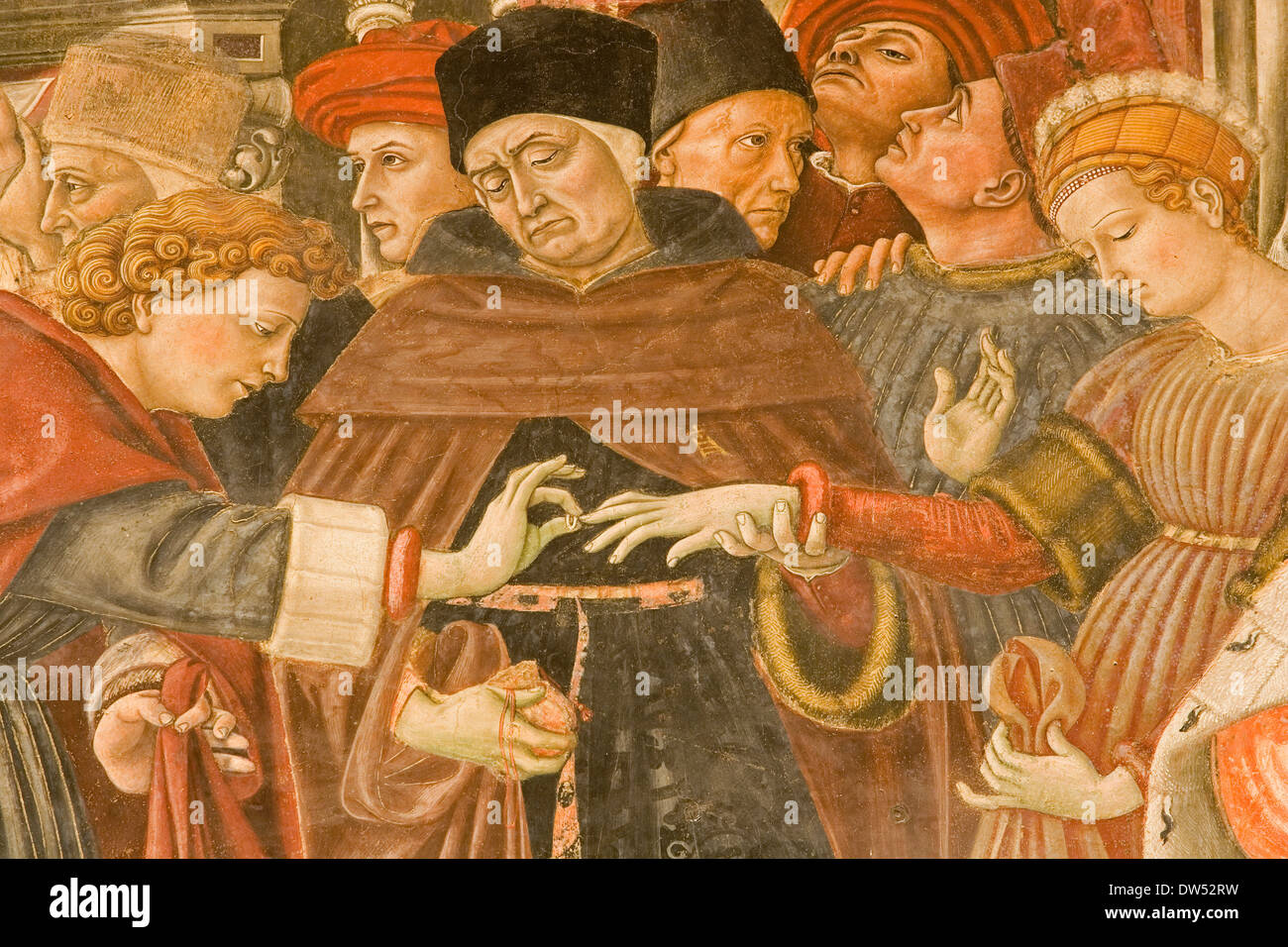 L'Europa, Italia, Toscana, Siena, santa maria della scala, pellegrinaio, affreschi di Domenico di Bartolo Foto Stock