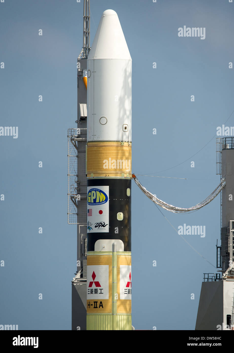 La missione GPM, lanciata su un razzo H-IIA dal Tanegashima Space Center, osserva i modelli di precipitazione globali, le condizioni atmosferiche e l'intensità delle precipitazioni. La missione fornisce dati per studi climatici, idrologia, previsioni meteorologiche e osservazione della Terra. Foto Stock